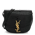 Saint Laurent Crocodile Embossed Calfskin Small Kaia Satchel Black