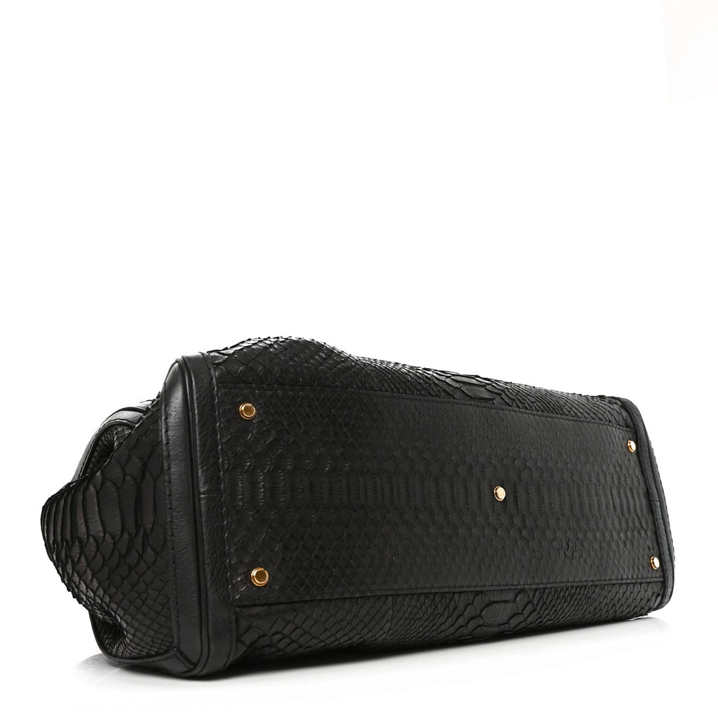 Gucci Snakeskin Large GG Running Tote Black