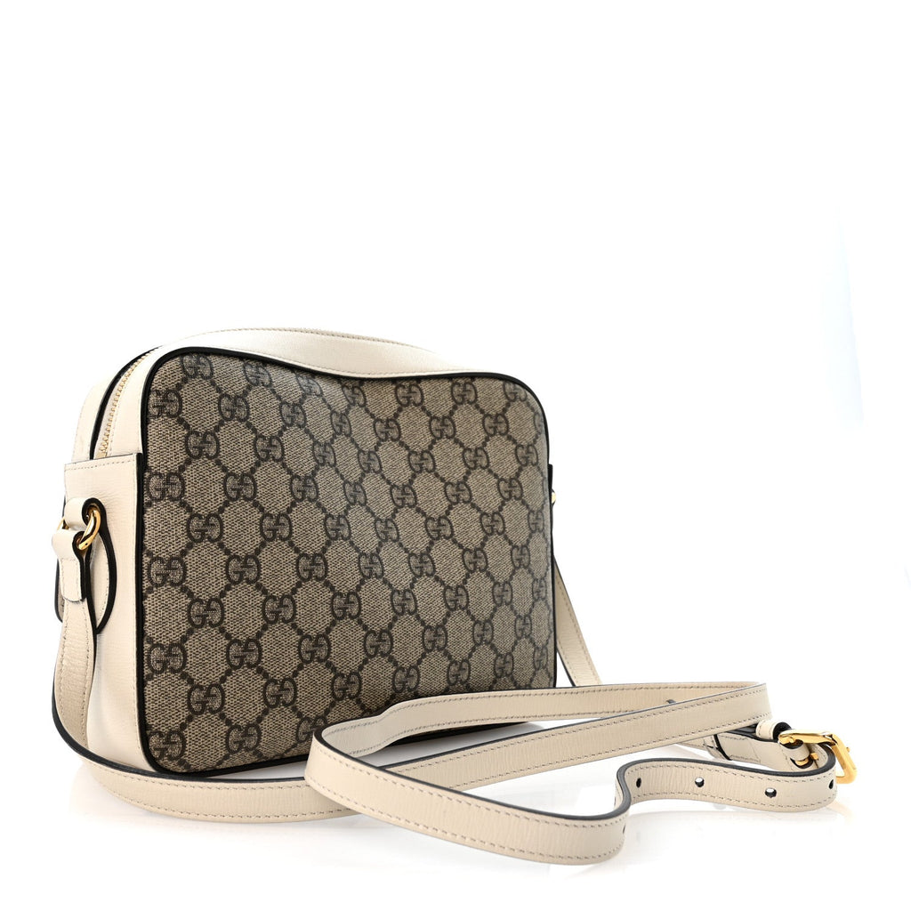 Gucci GG Supreme Monogram Small Horsebit 1955 Shoulder Bag Beige Mystic White