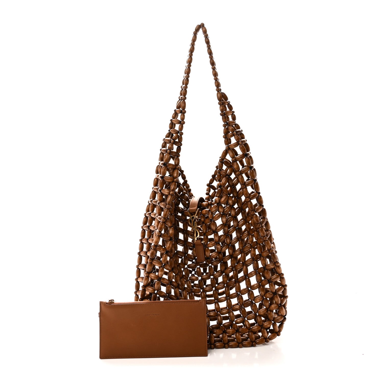 Saint Laurent Wood Bead Large Le 5 A 7 Soft Hobo Light Wood