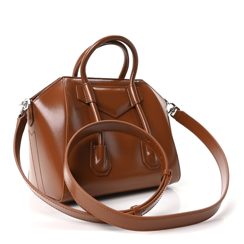 Givenchy Box Calfskin Mini Lock Antigona Shoulder Bag Tan