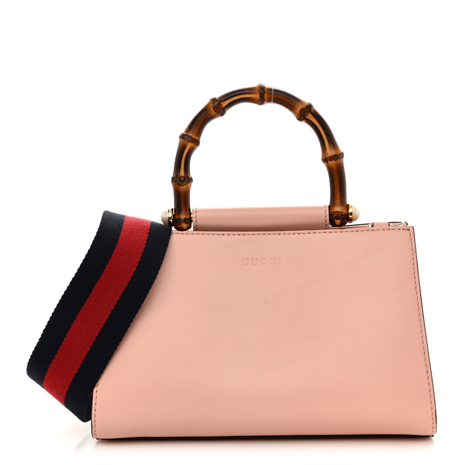 Gucci Nappa Bamboo Web Small Nymphaea Top Handle Bag Perfect Pink Mystic White