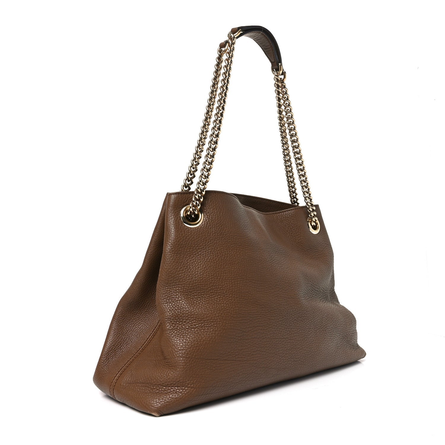 Gucci Pebbled Calfskin Medium Soho Chain Shoulder Bag Maple Brown
