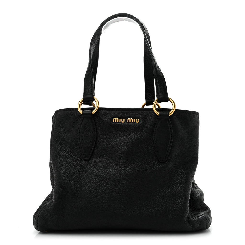 Miu Miu Vitello Daino Caribu Tote Black
