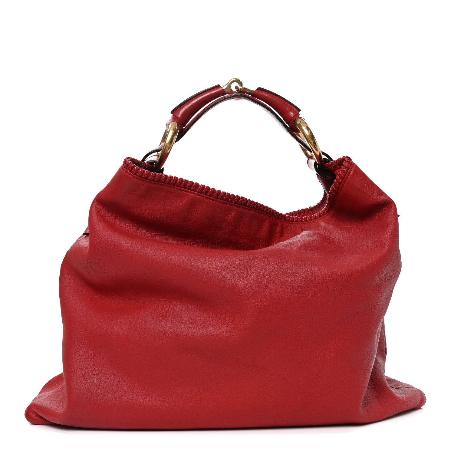 Gucci Calfskin Large Horsebit Chain Hobo Red