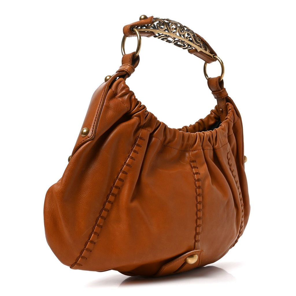 Saint Laurent Calfskin Vincennes Mombasa Hobo Tan