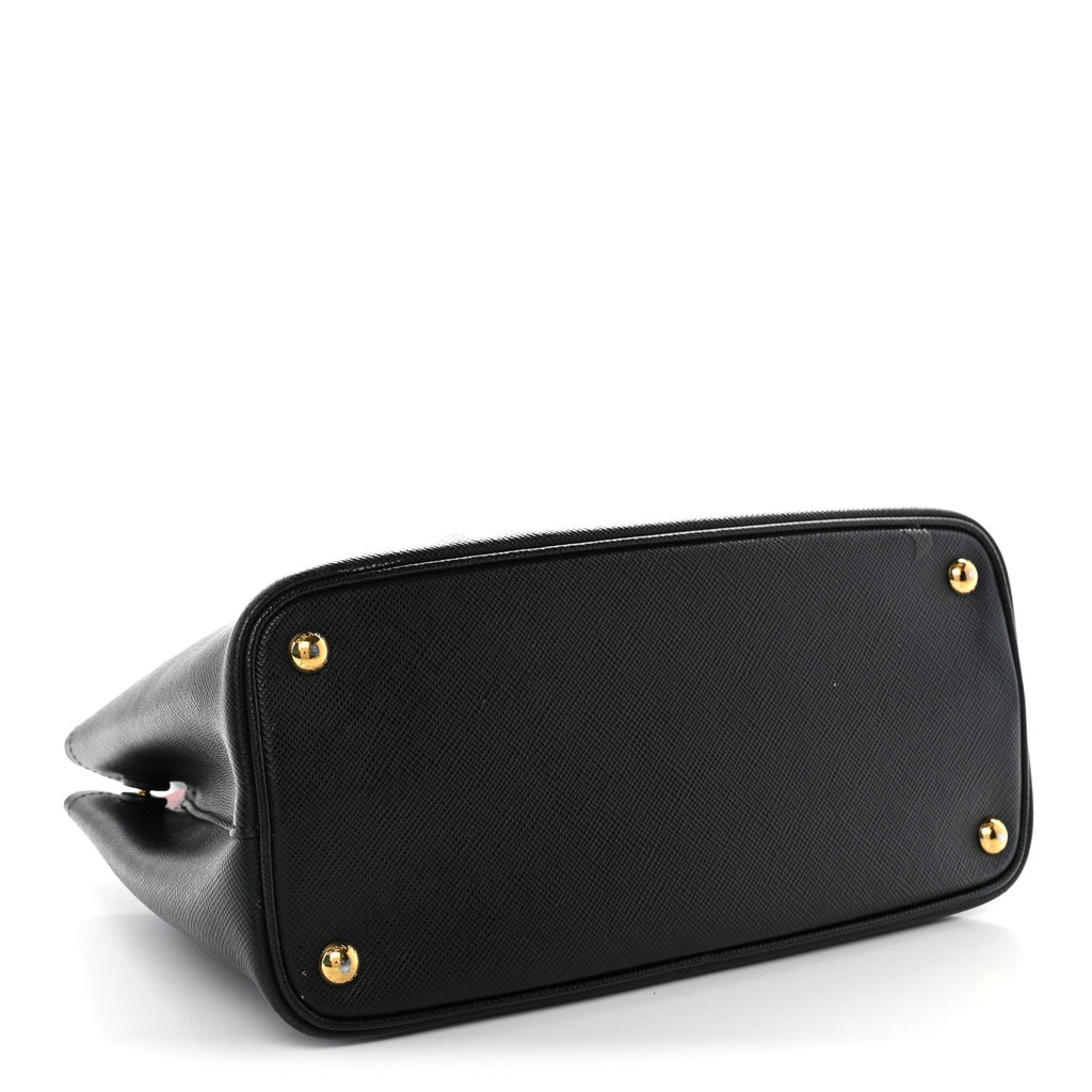 Prada Saffiano Cuir Small Double Bag Black Fuoco