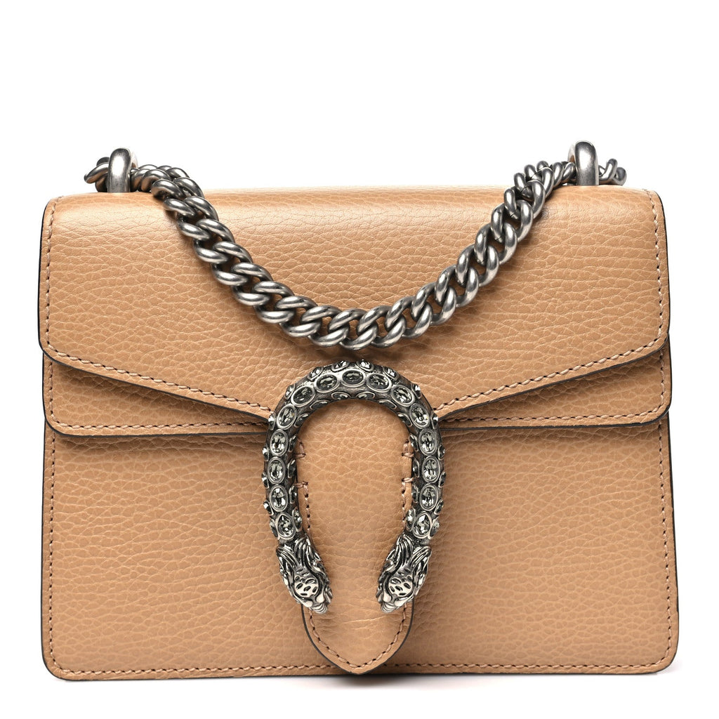 Gucci Dollar Calfskin Crystal Mini Dionysus Shoulder Bag Natural Tan Black Diamond