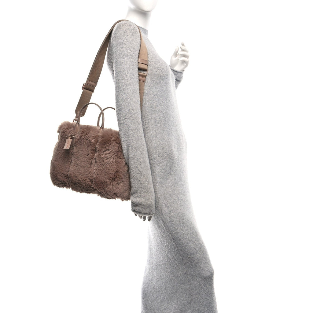 Faux Fur Mini The Year Of The Rabbit Tote Bag Beige