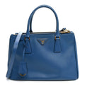 Prada Saffiano Small Galleria Double Zip Tote Azzurro