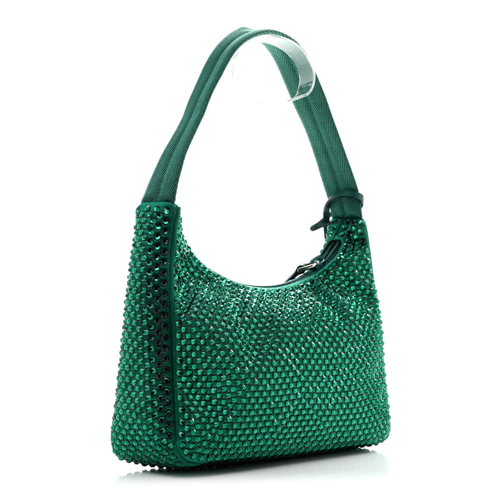 Prada Satin Crystal Mini Re-Edition 2000 Bag Mango