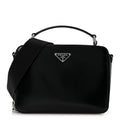 Prada Spazzolato Medium Brique Crossbody Bag Black
