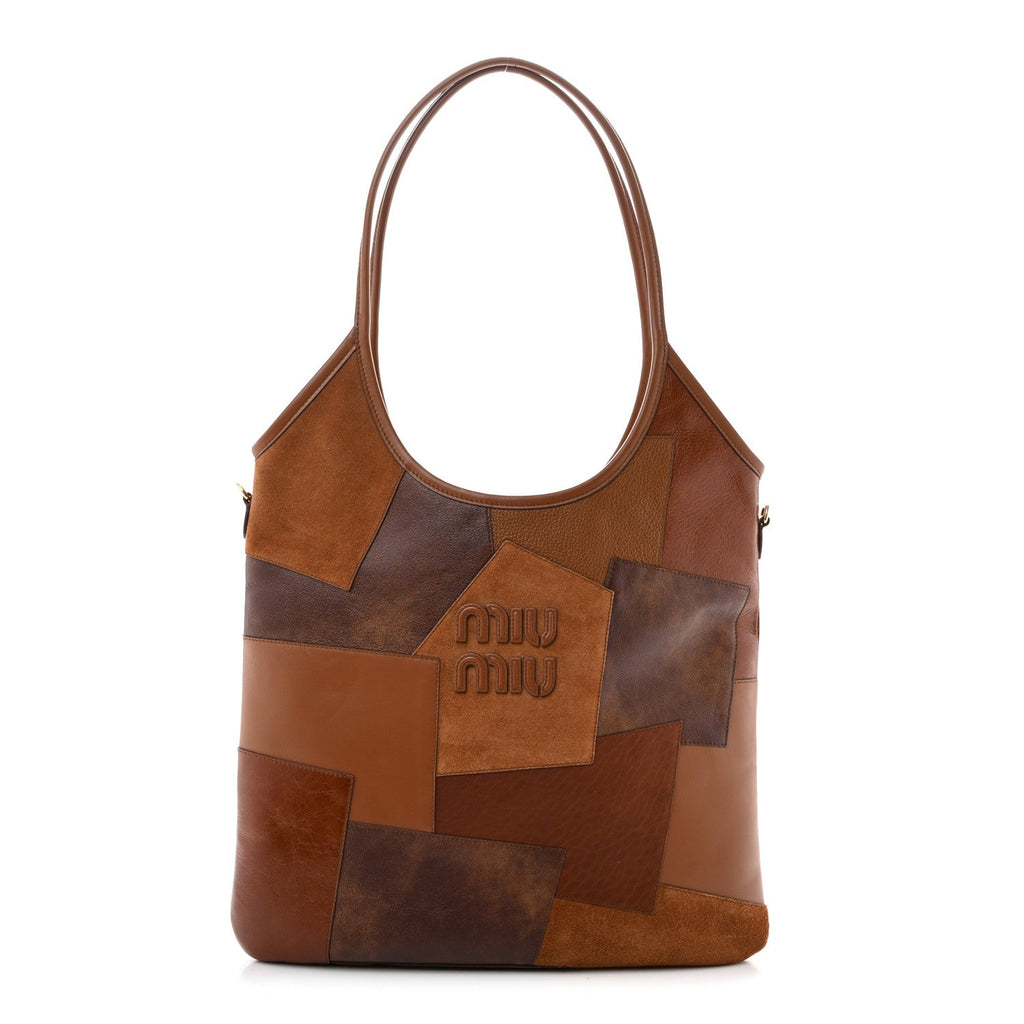 Miu Miu Nappa Patchwork Ivy Bag Cognac