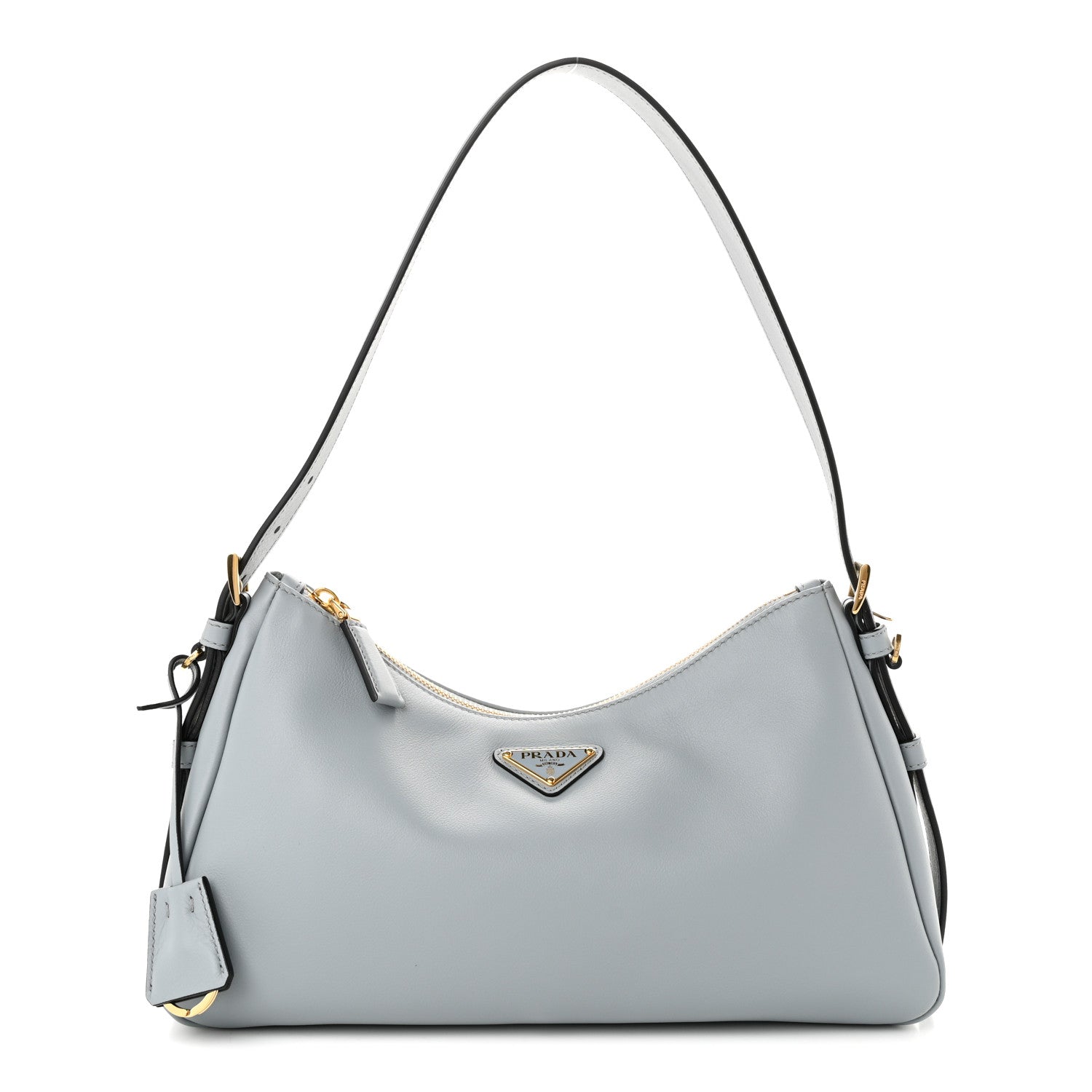 Prada Soft Calfskin Medium Aimee Shoulder Bag Opaline