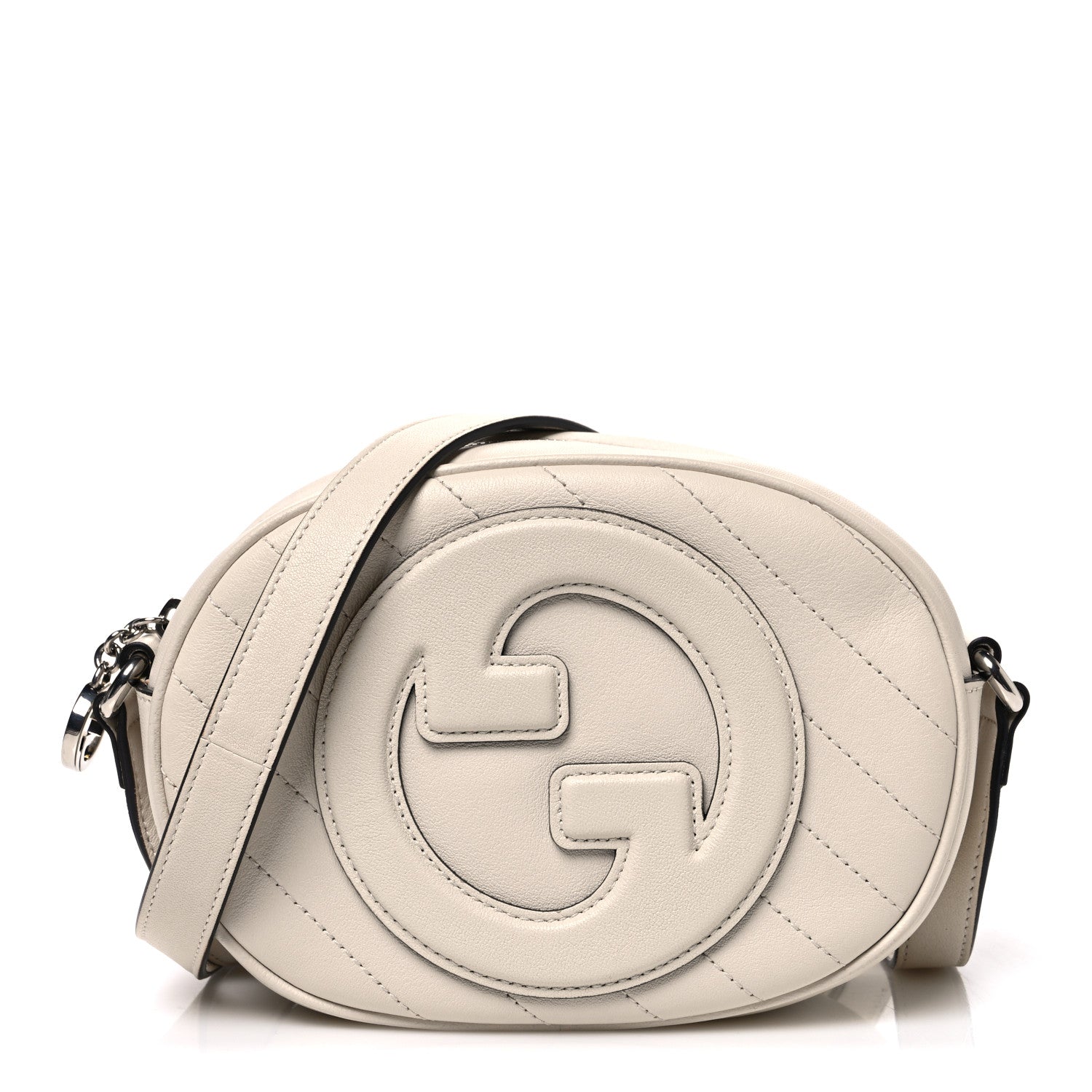 Gucci Sakai Be Green Calfskin Diagonal Stitched Mini Blondie Shoulder Bag Mystic White