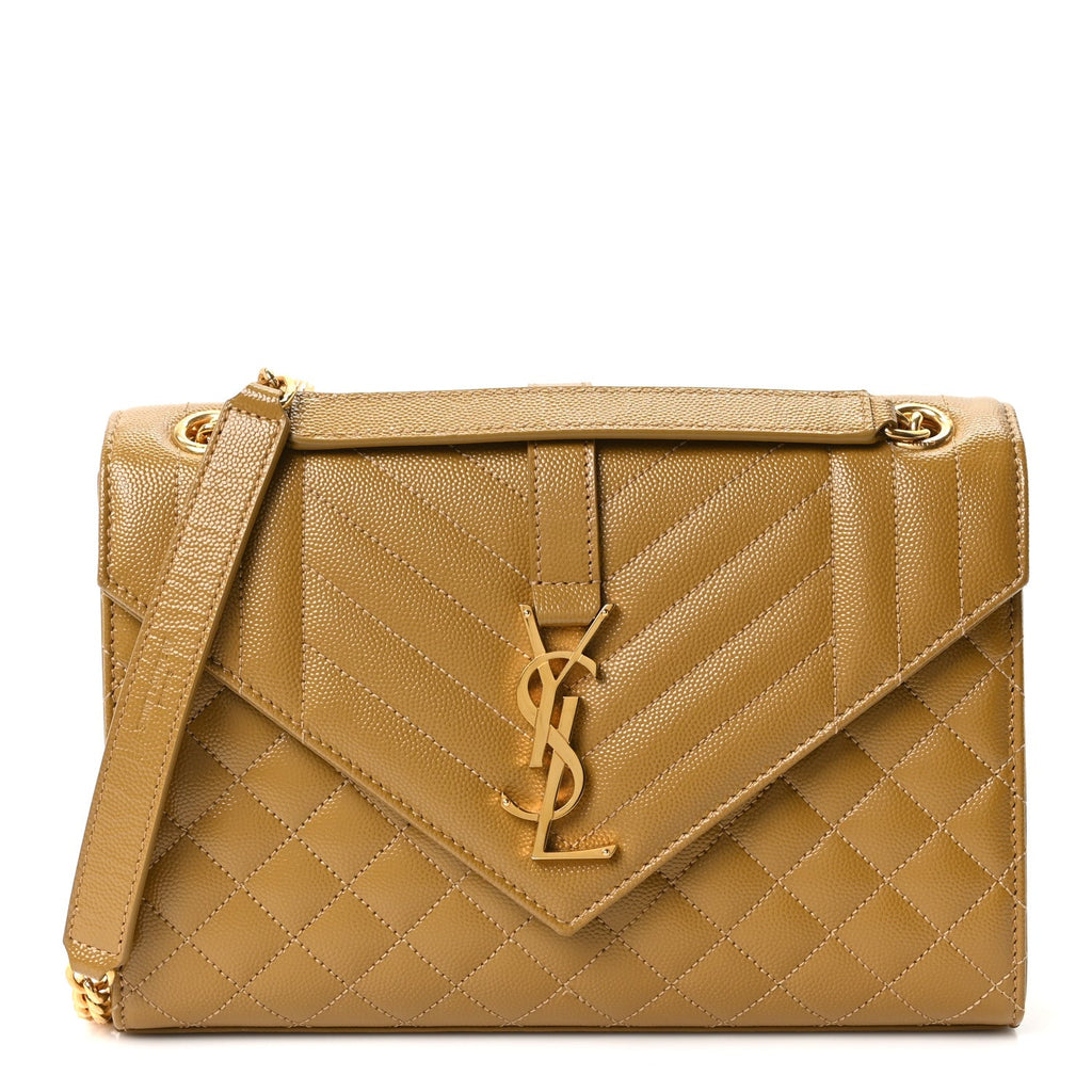 Saint Laurent Grain De Poudre Textured Mixed Matelasse Triquilt Medium Monogram Satchel Old Oil