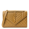 Saint Laurent Grain De Poudre Textured Mixed Matelasse Triquilt Medium Monogram Satchel Old Oil