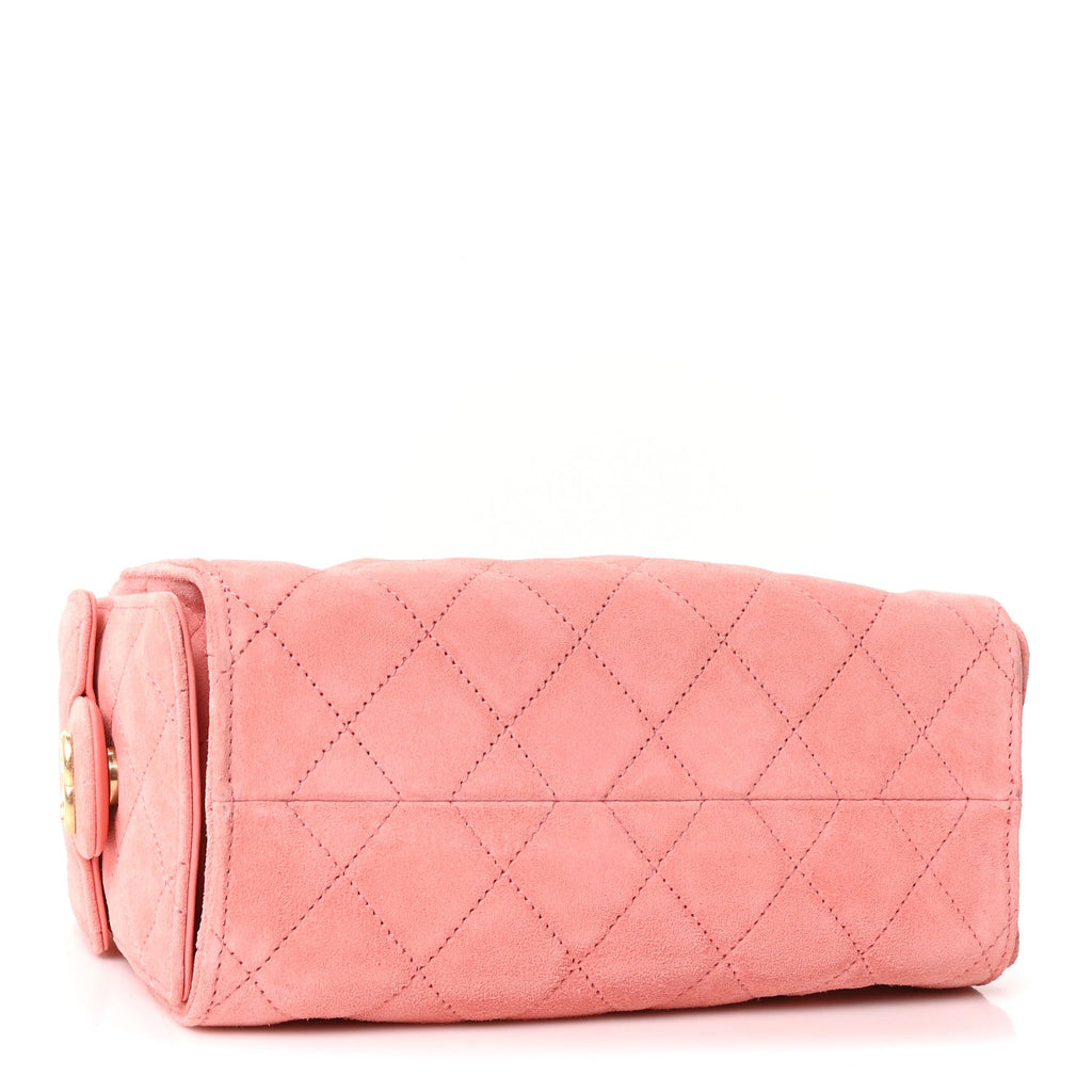 Chanel Suede Quilted Mini Chanel 25 Handbag Pink