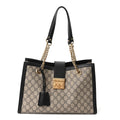 Gucci GG Supreme Monogram Medium Padlock Tote Black