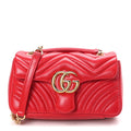 Gucci Lambskin Matelasse Small GG Marmont Shoulder Bag Bright Red