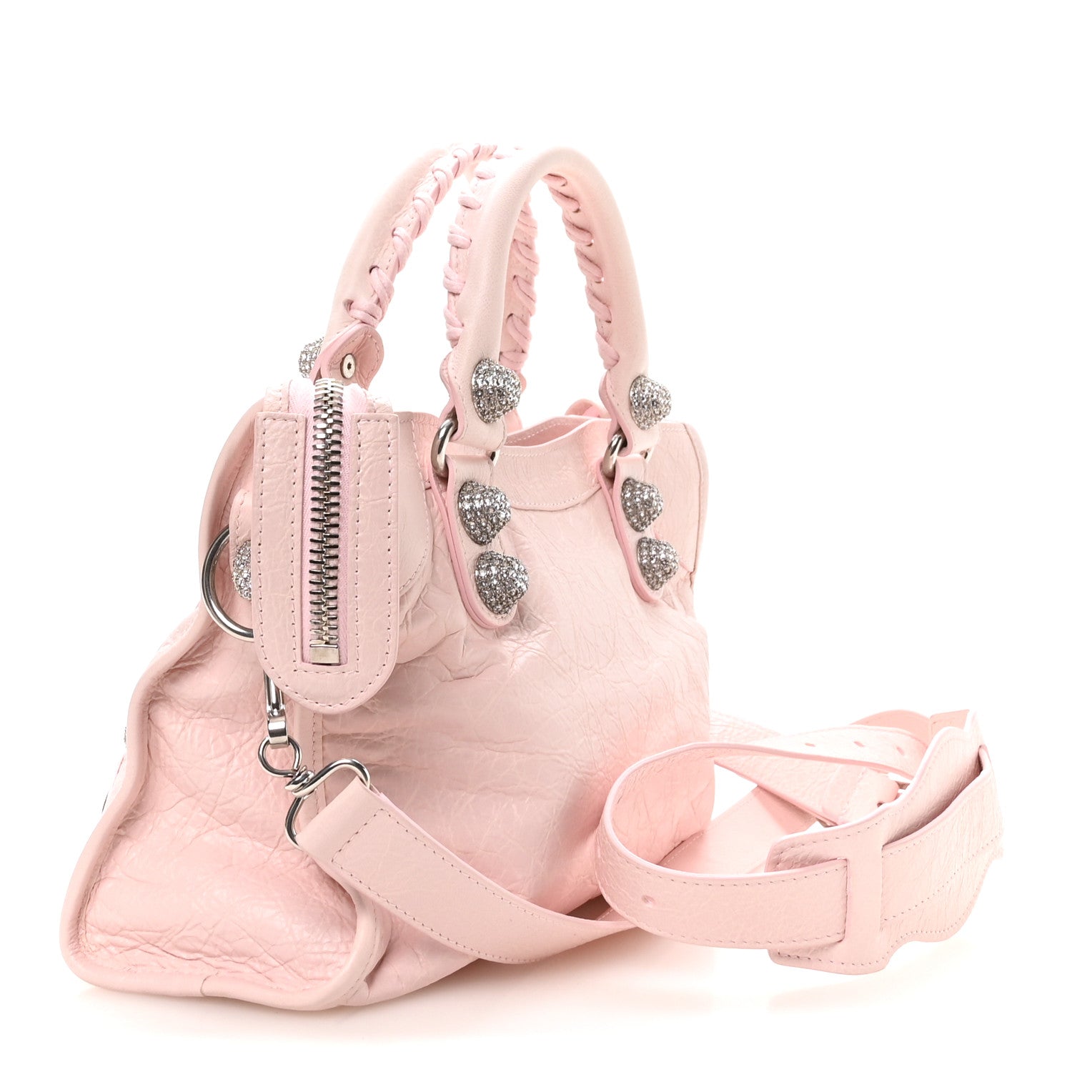 Balenciaga Agneau Arena Giant Rhinestone Hardware Small Le City Petal Pink