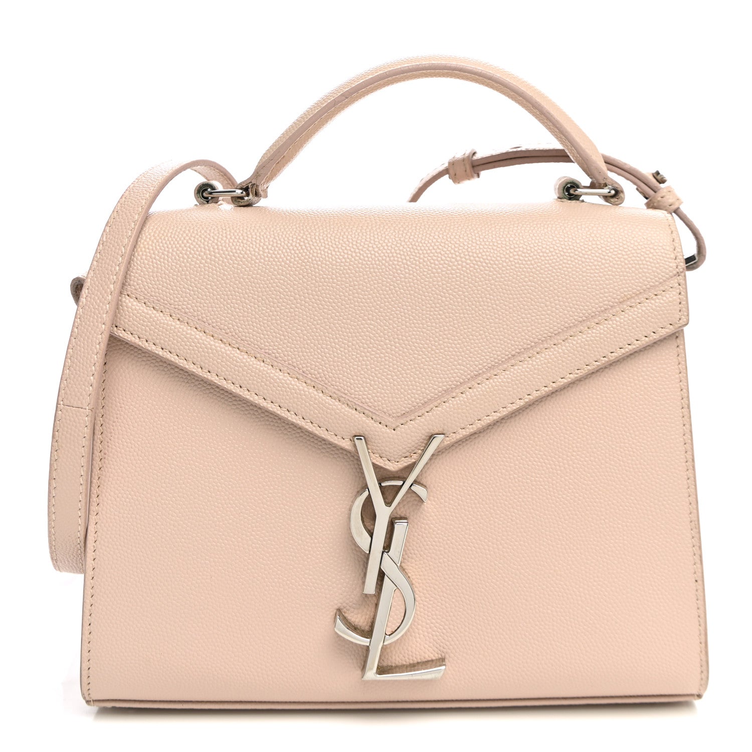 Saint Laurent Grain de Poudre Mini Classic Monogram Cassandra Top Handle Marble Pink