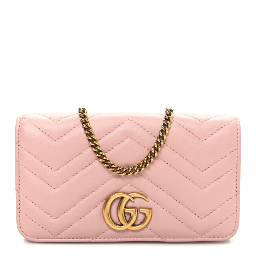 Gucci Calfskin Matelasse GG Marmont Mini Bag Perfect Pink