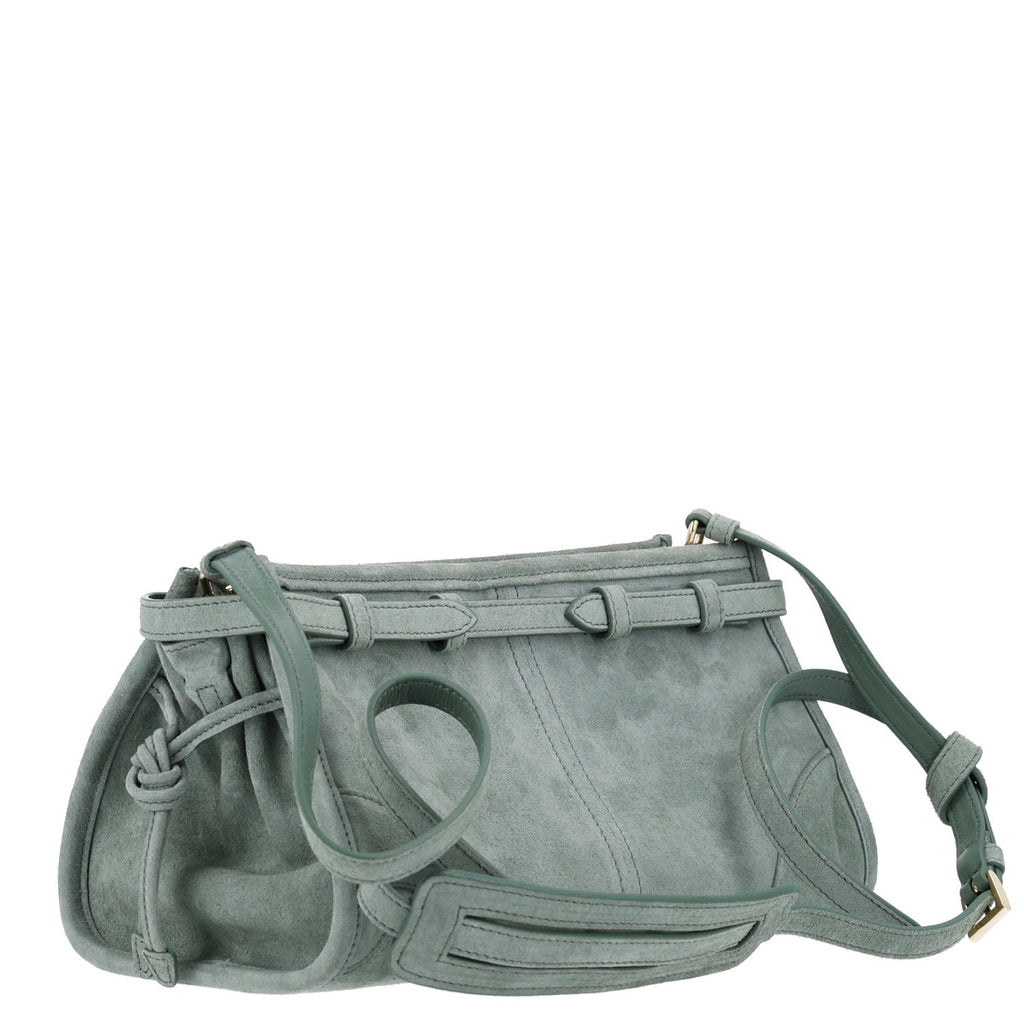 Prada Scamosciato Triangle Small Bonnie Shoulder Bag Salvia