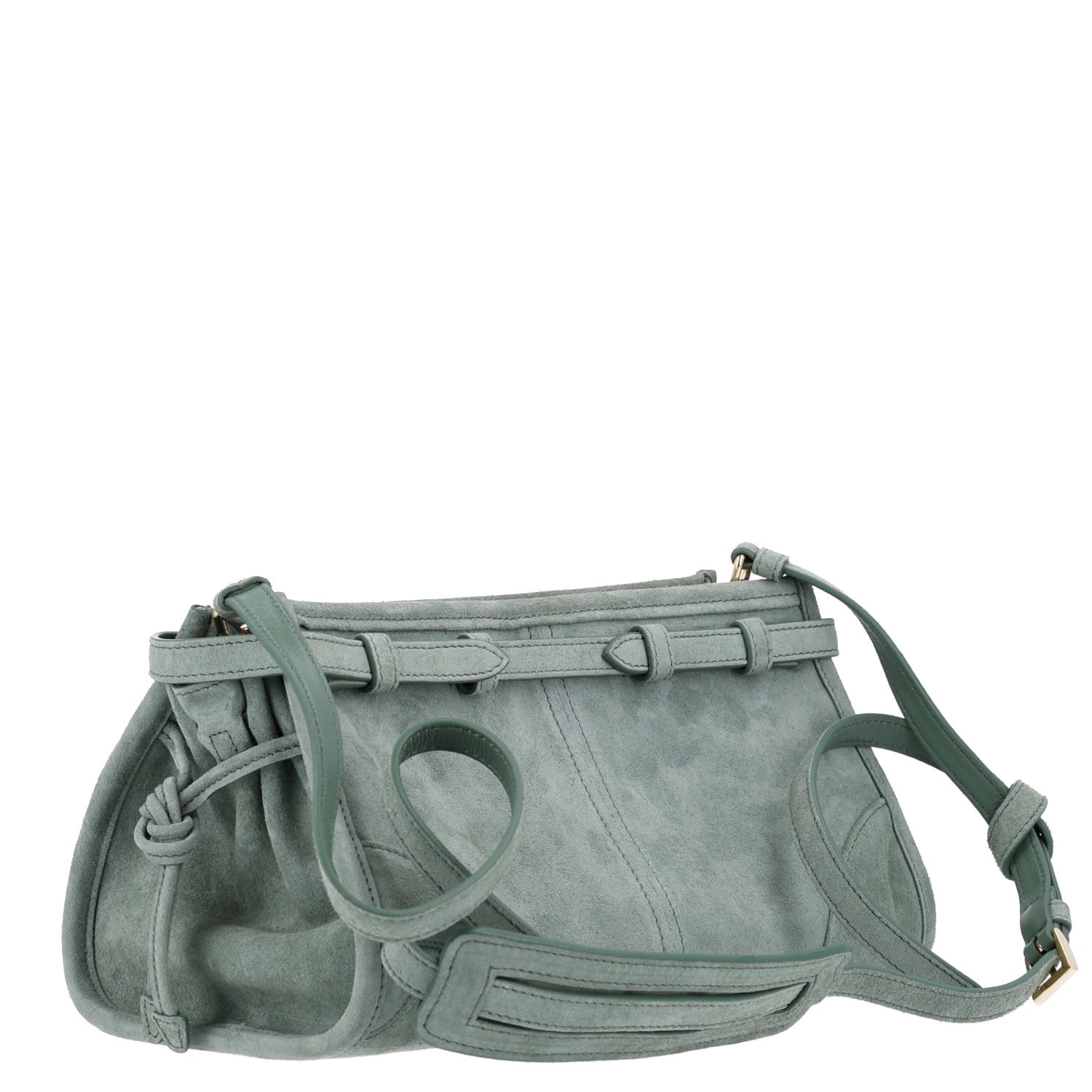 Prada Scamosciato Triangle Small Bonnie Shoulder Bag Salvia