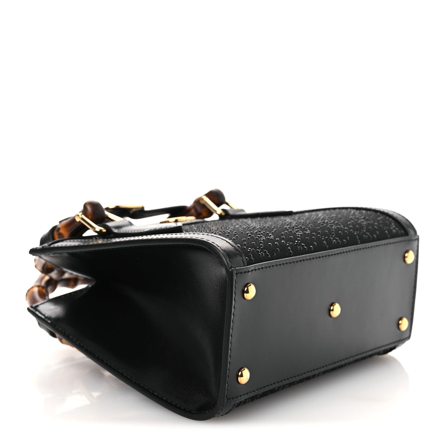 Gucci New Canvas Charisma Calfskin Crystal GG Monogram Mini Diana Tote Black