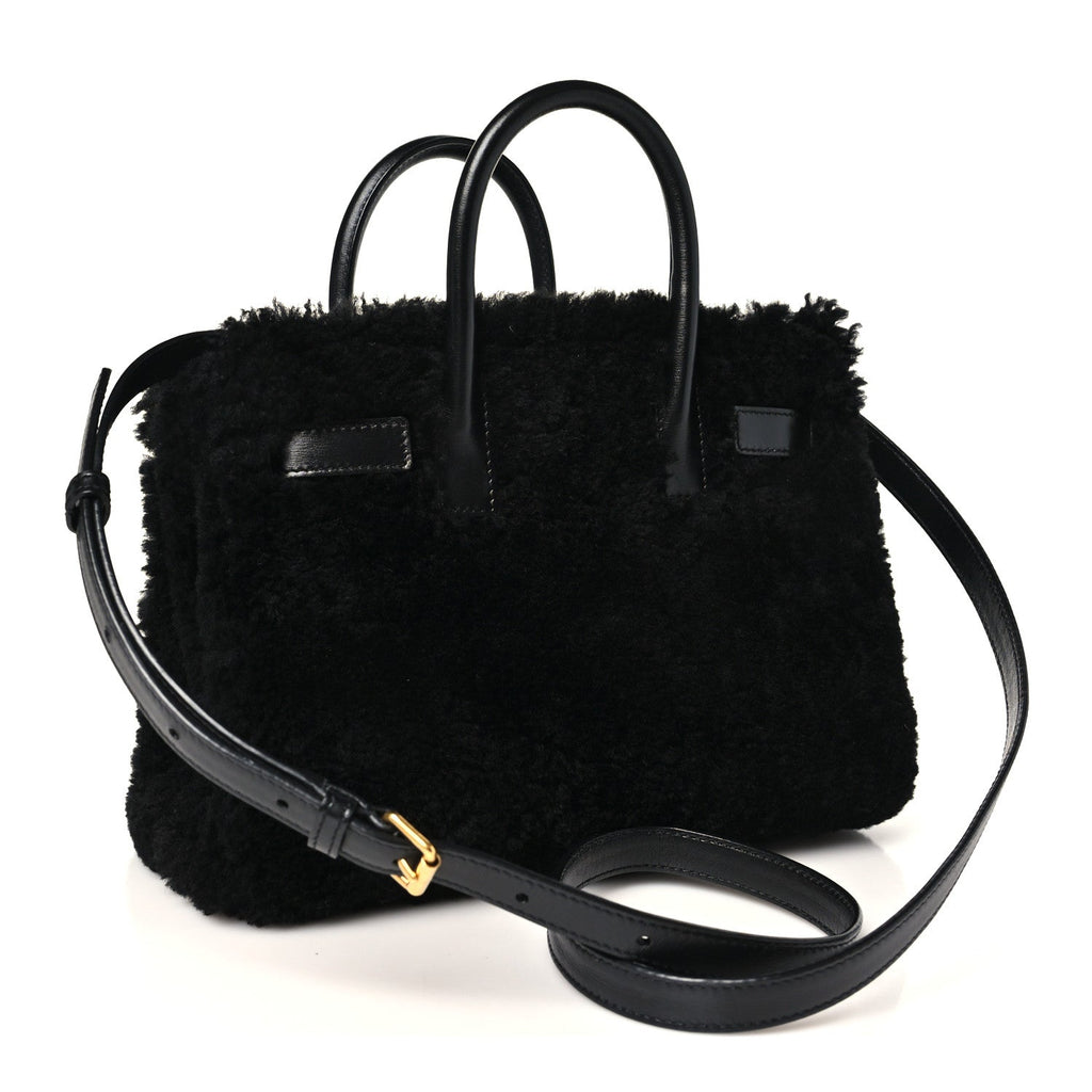 Saint Laurent Shearling Nano Sac De Jour Black