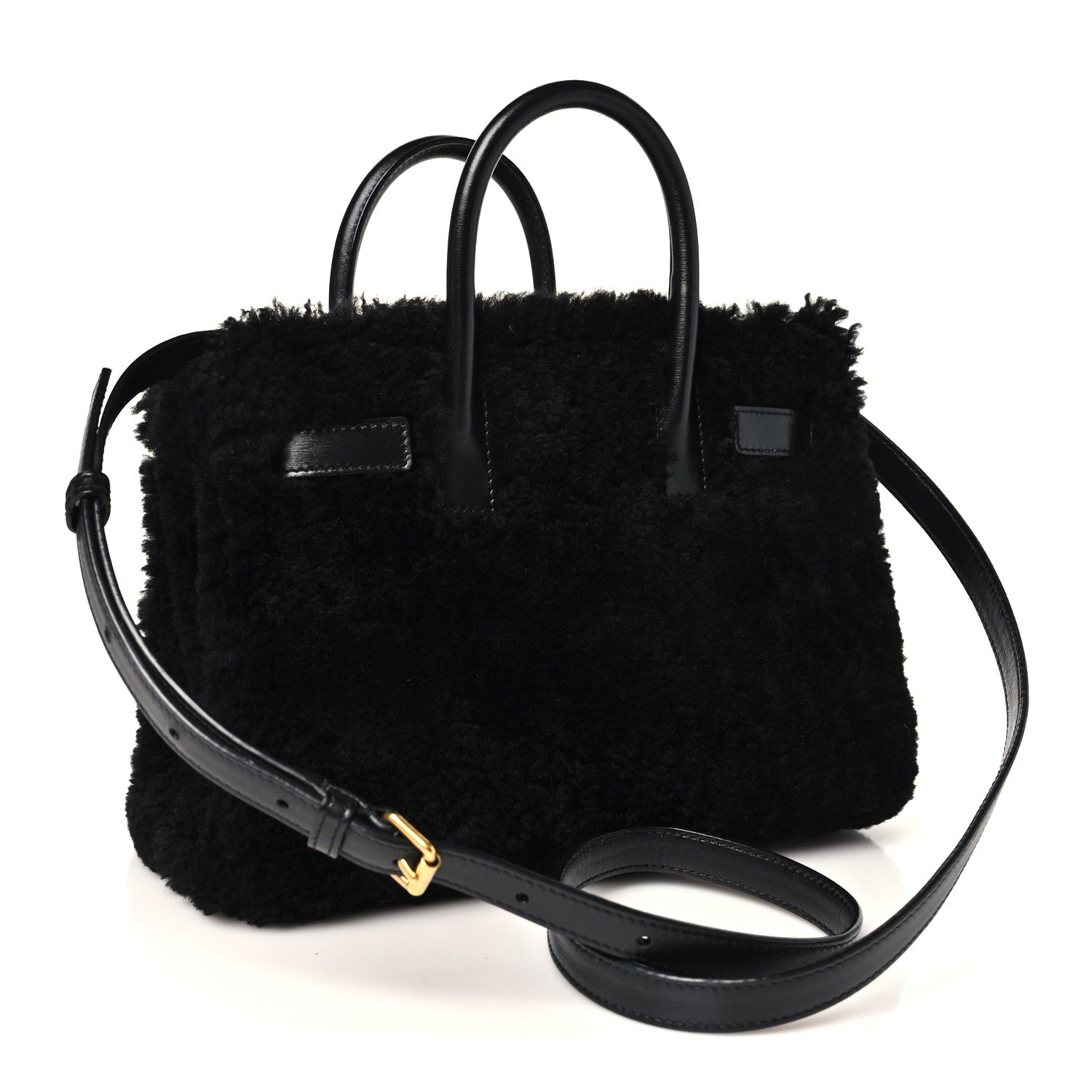 Saint Laurent Shearling Nano Sac De Jour Black