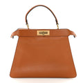 Fendi Vitello Seta Shiny Nappa Medium Peekaboo I SEE U Satchel Miele Scuro Light Rose