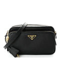 Prada Saffiano Lux Double Zip Crossbody Bag Black