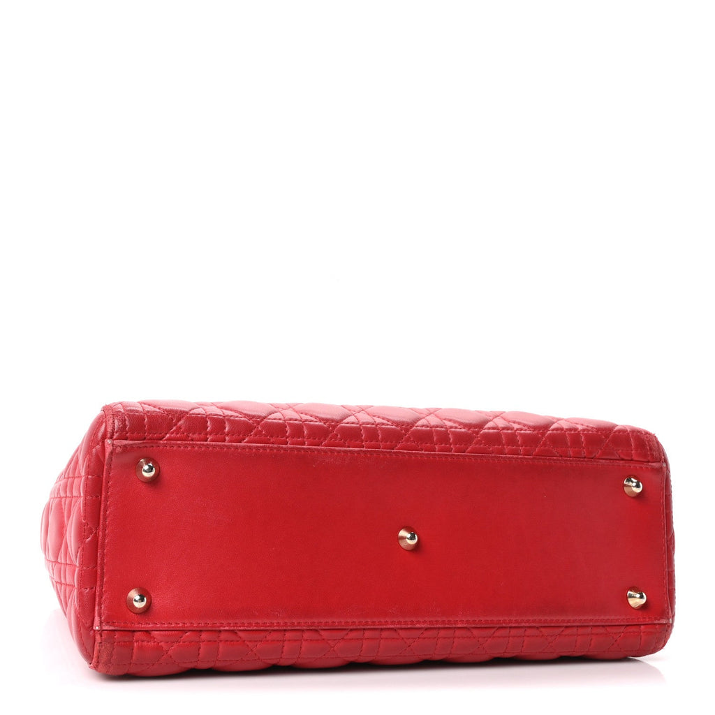 Dior Lambskin Cannage Large Lady Dior Red