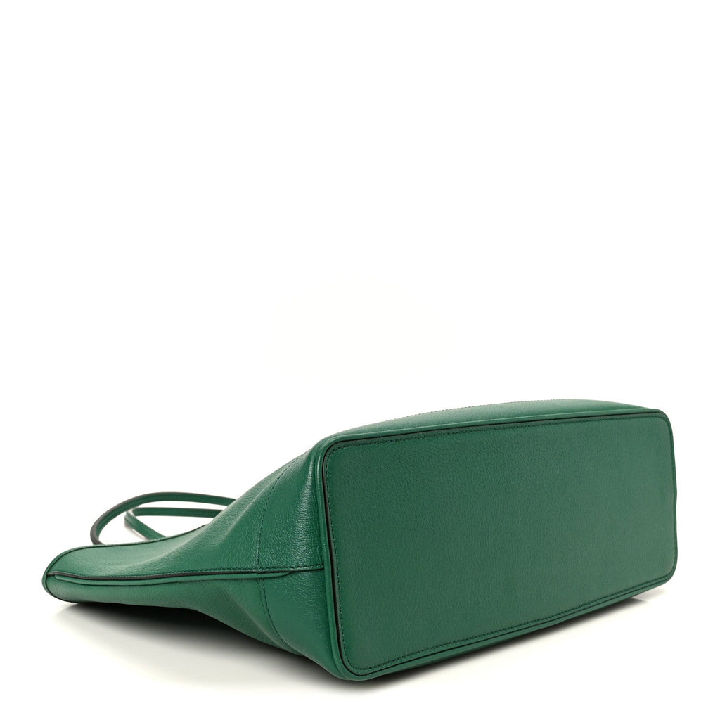 Gucci Textured Dollar Calfskin Medium Ophidia Shoulder Tote Bag Green