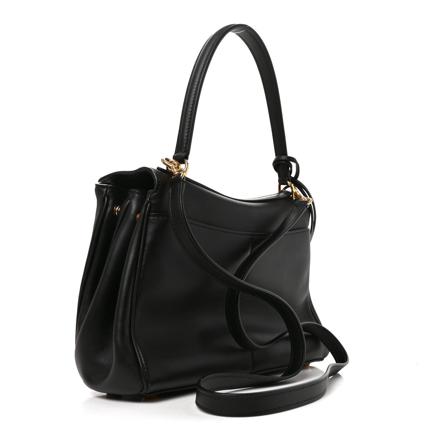 Balenciaga Natural Smooth Calfskin Medium Rodeo Top Handle Handbag Black