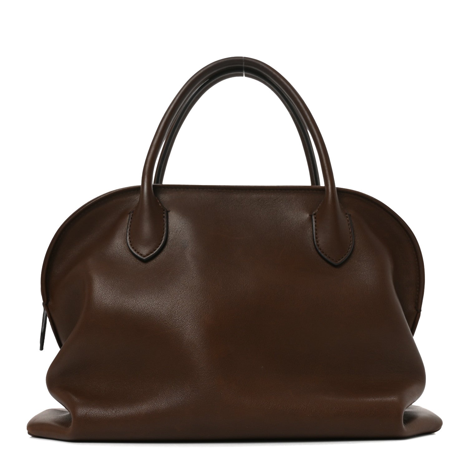 The Row Polished Saddle Calfskin Agnes 12 Deep Brown