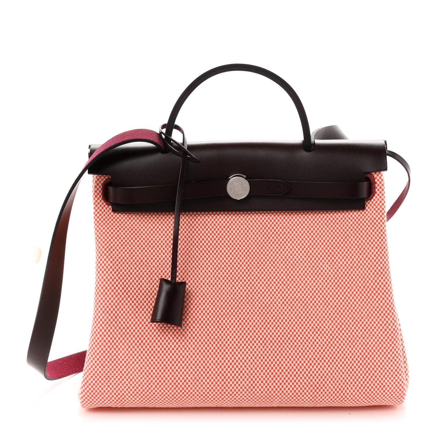 Hermès Criss Viking Vache Hunter Herbag Zip Retourne 31 PM Ecru Brique Anemone Rouge Sellier