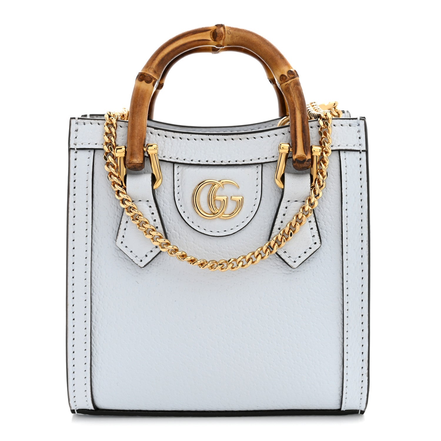 Gucci Textured Dollar Calfskin Super Mini Diana Tote Bag Pale Blue