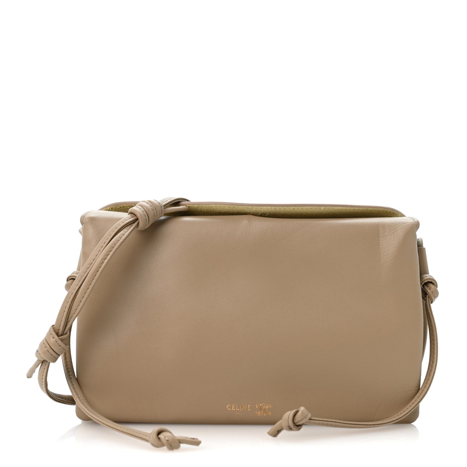Celine Smooth Lambskin Trio Flap Crossbody Bag Safari