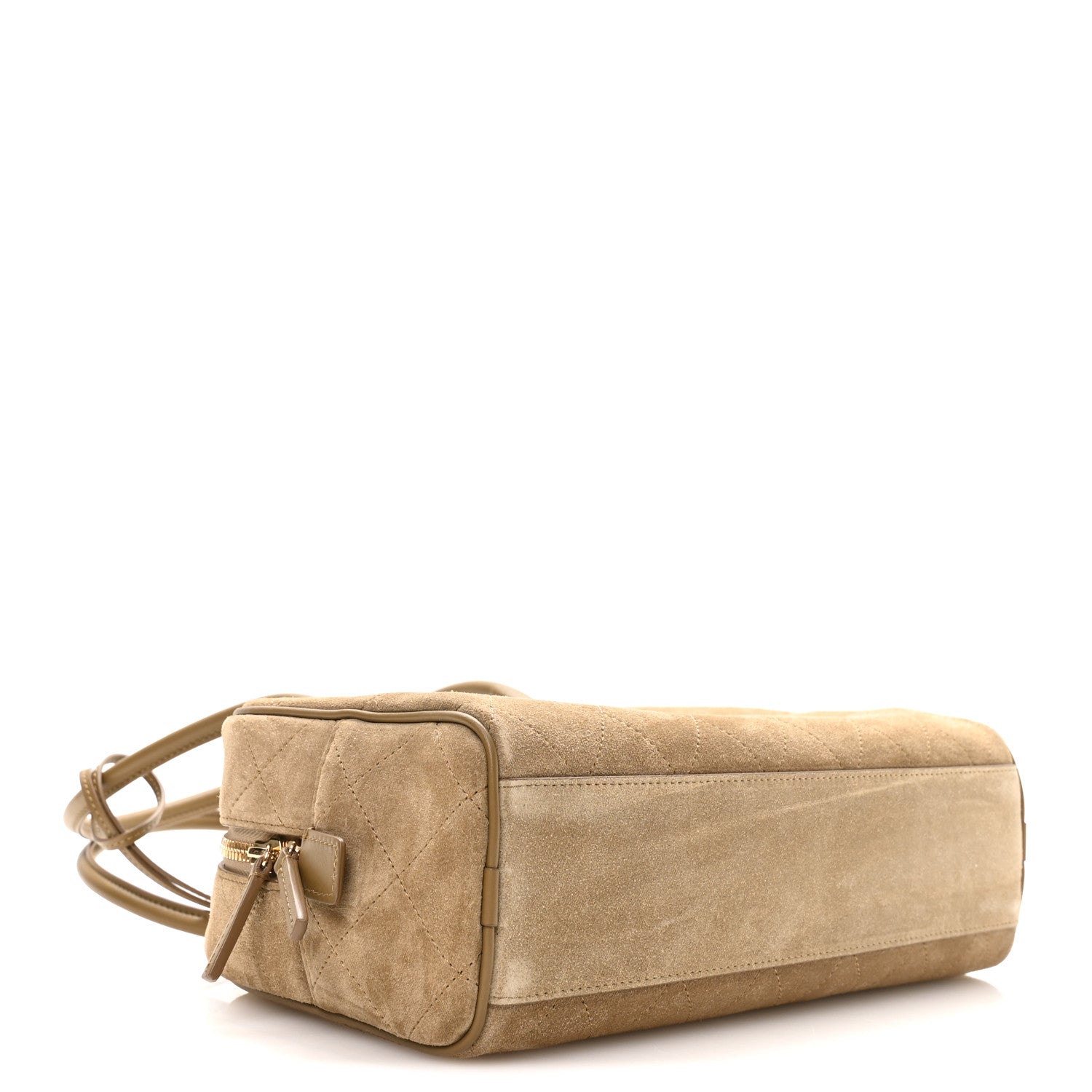 Chanel Suede Calfskin Large Perfect Bowling Bag Dark Beige