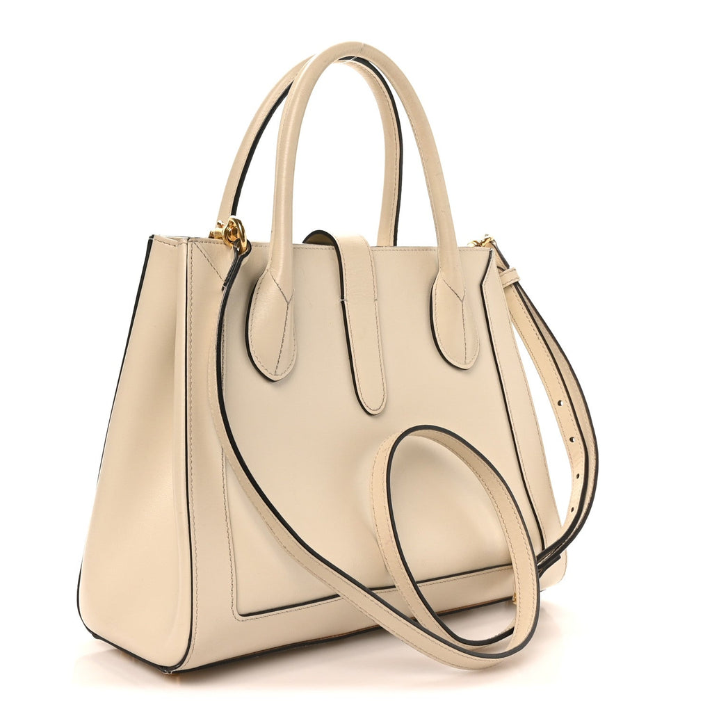 Gucci Boarded Plutone Calfskin Medium Jackie 1961 Tote Mystic White