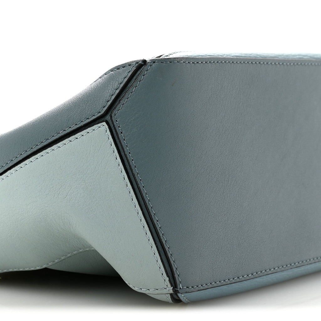 Loewe Calfskin Small Puzzle Bag Aqua Light Blue Stone Blue detail view