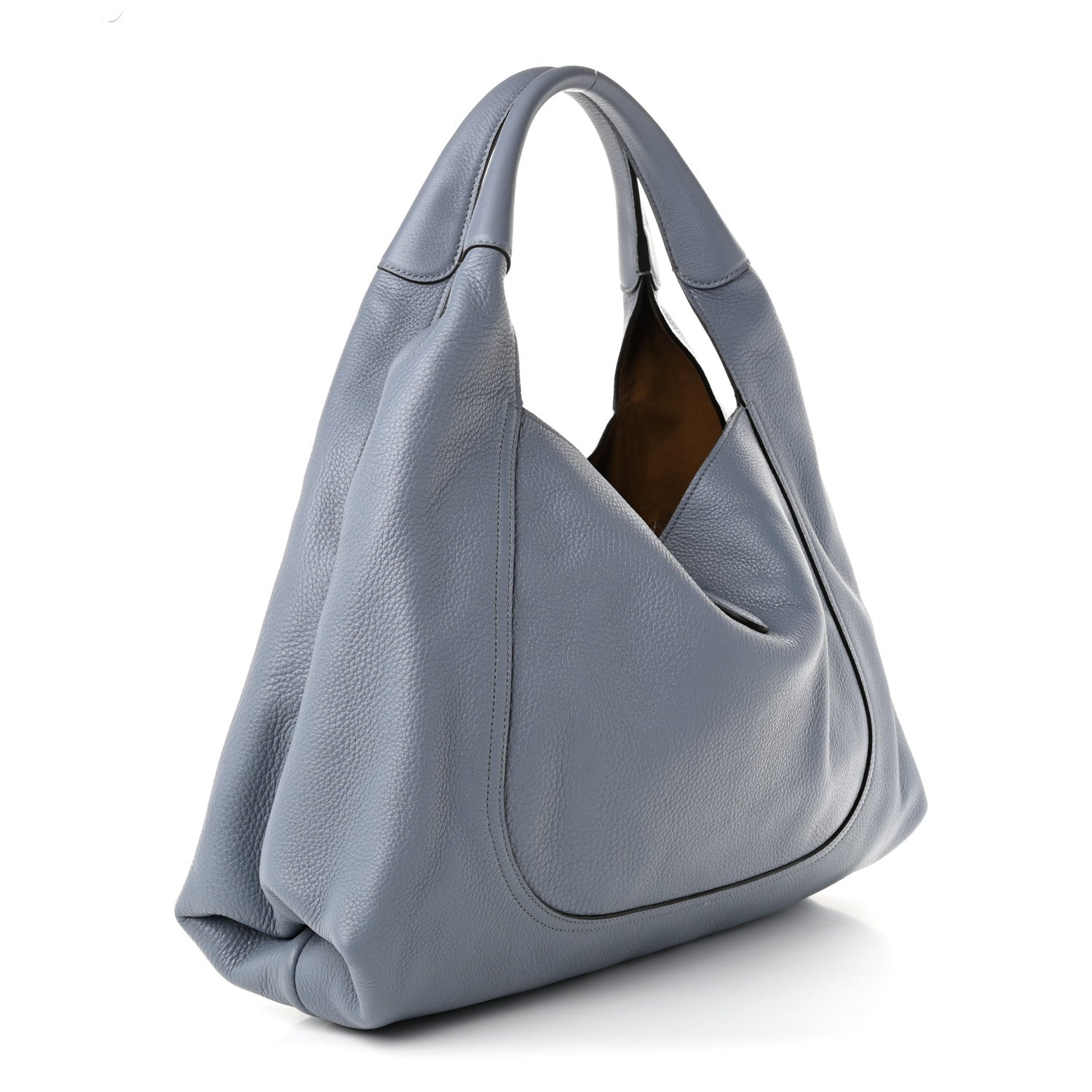 Gucci Grained Calfskin Softbit Medium Shoulder Bag Dusty Blue