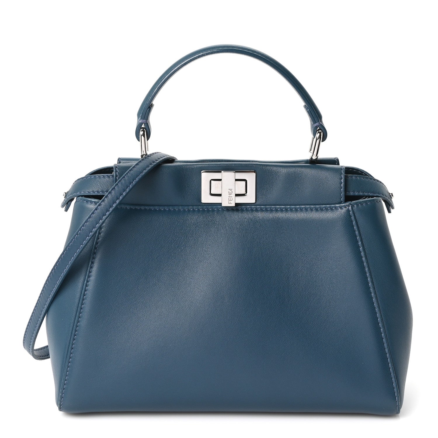 Fendi Nappa Mini Peekaboo Iconic Satchel Pavone