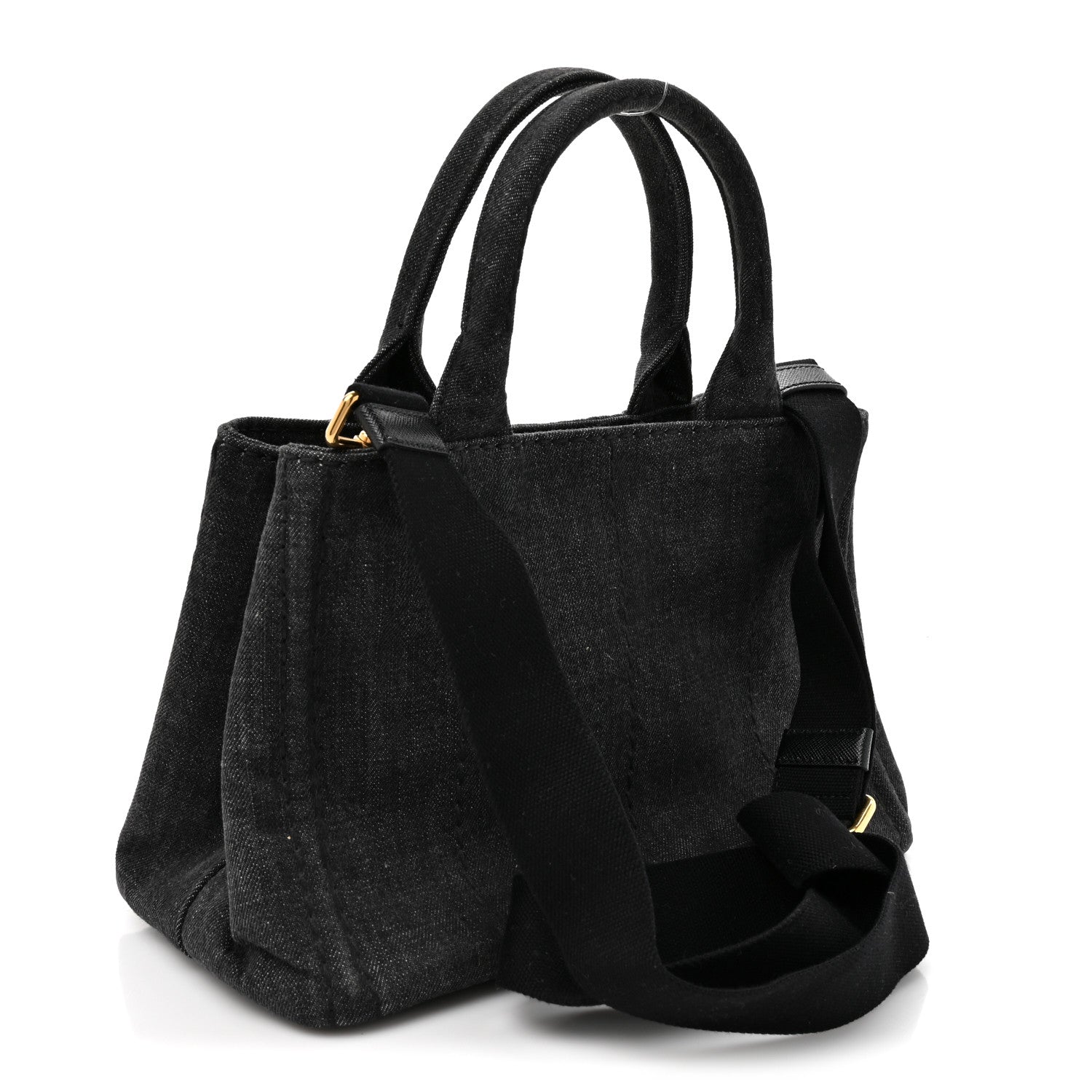 Prada Denim Small Logo Tote Black