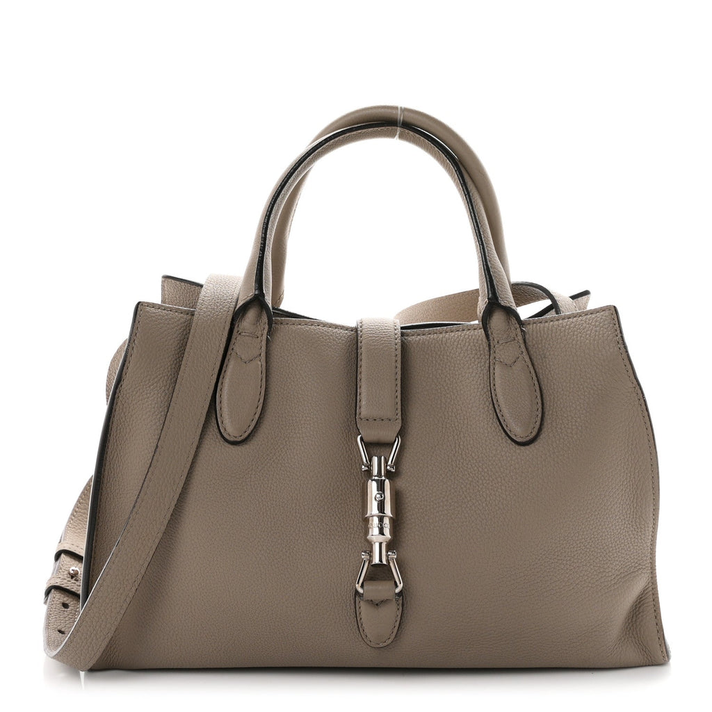 Gucci Soft Calfskin Small Jackie Top Handle Bag Taupe