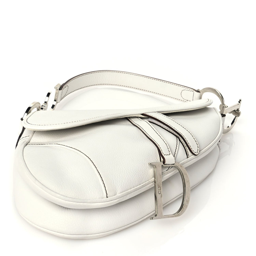 Dior Calfskin Saddle Bag White