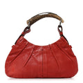 Saint Laurent Calfskin Horn Mini Mombasa Hobo Red front view